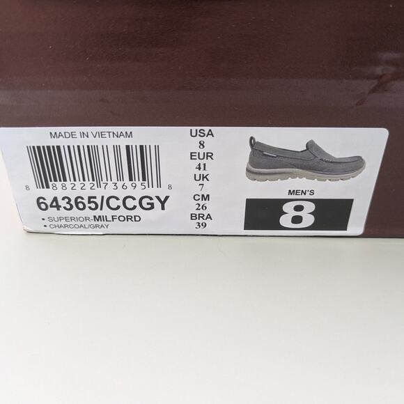 Skechers Superior Milford‎ Slip On Memory Foam Charcoal Gray Mens Size 8 - NIB - Picture 7 of 7